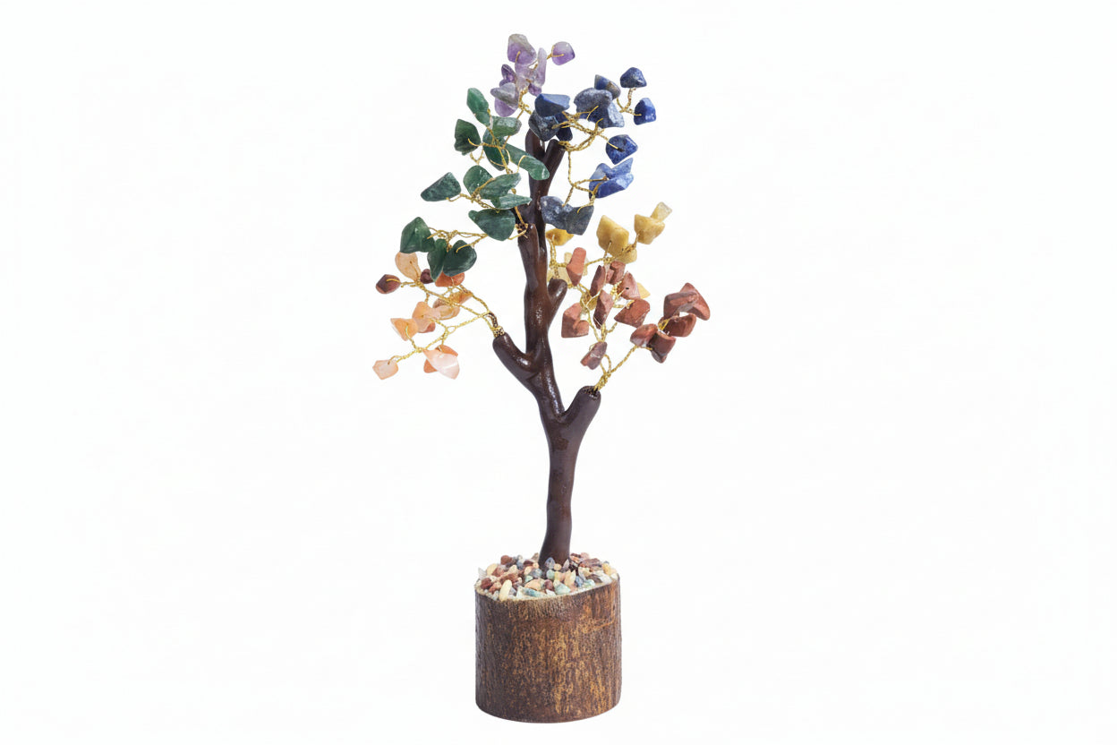 Handcrafted Seven-Chakra Natural Gemstone Crystal Tree