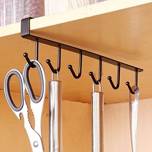 Under Cabinet Hanging Hook Rack for Mugs, Cups & Accessories (No Drilling)