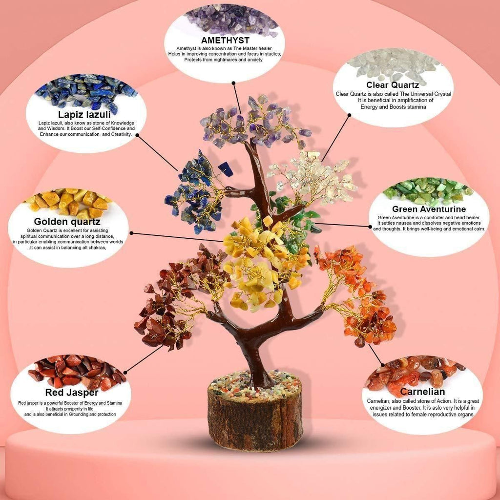 Handcrafted Seven-Chakra Natural Gemstone Crystal Tree
