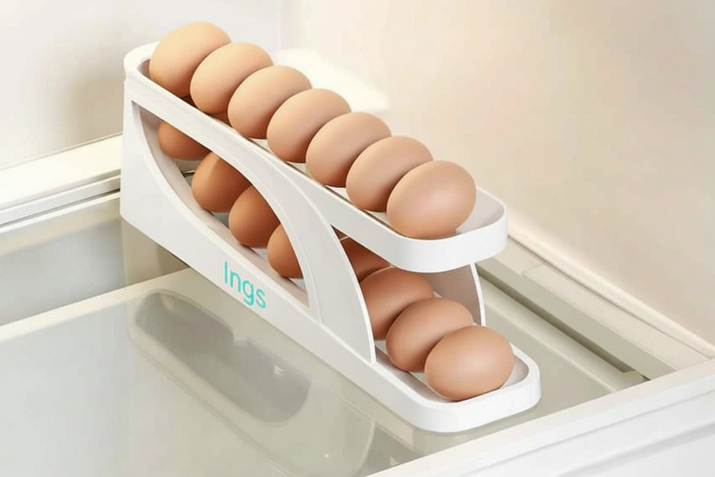 Automatically Rolling Egg Holder Container Display Rack