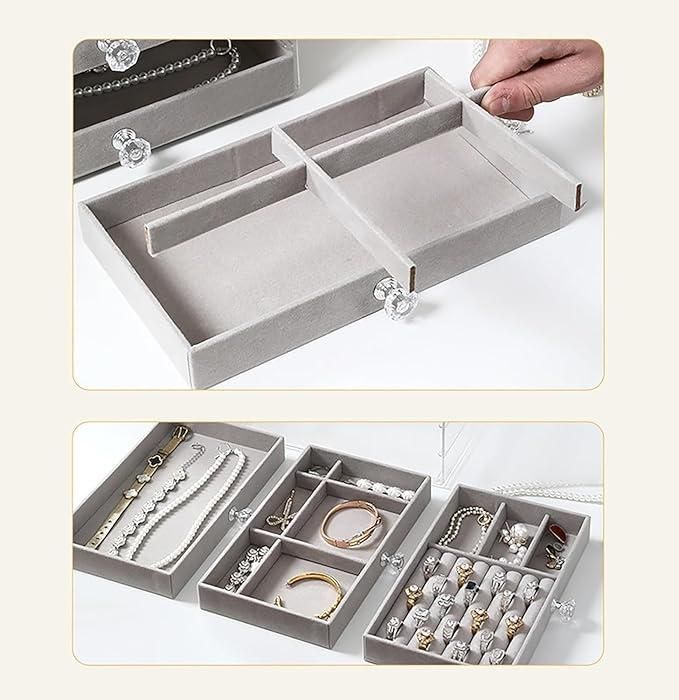 3 Layer Jewellery Storage Box – Elegant Organizer with Multiple Compartments