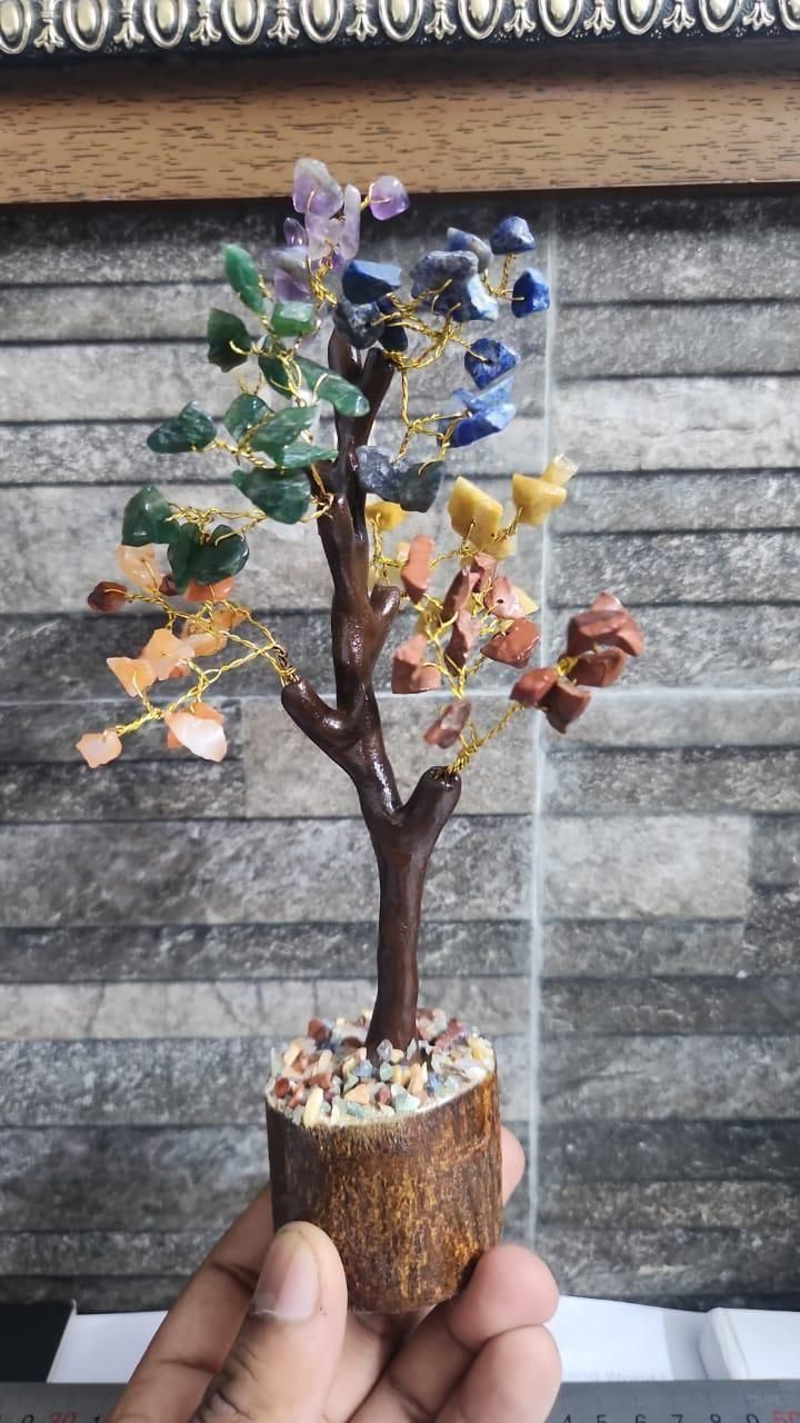 Handcrafted Seven-Chakra Natural Gemstone Crystal Tree