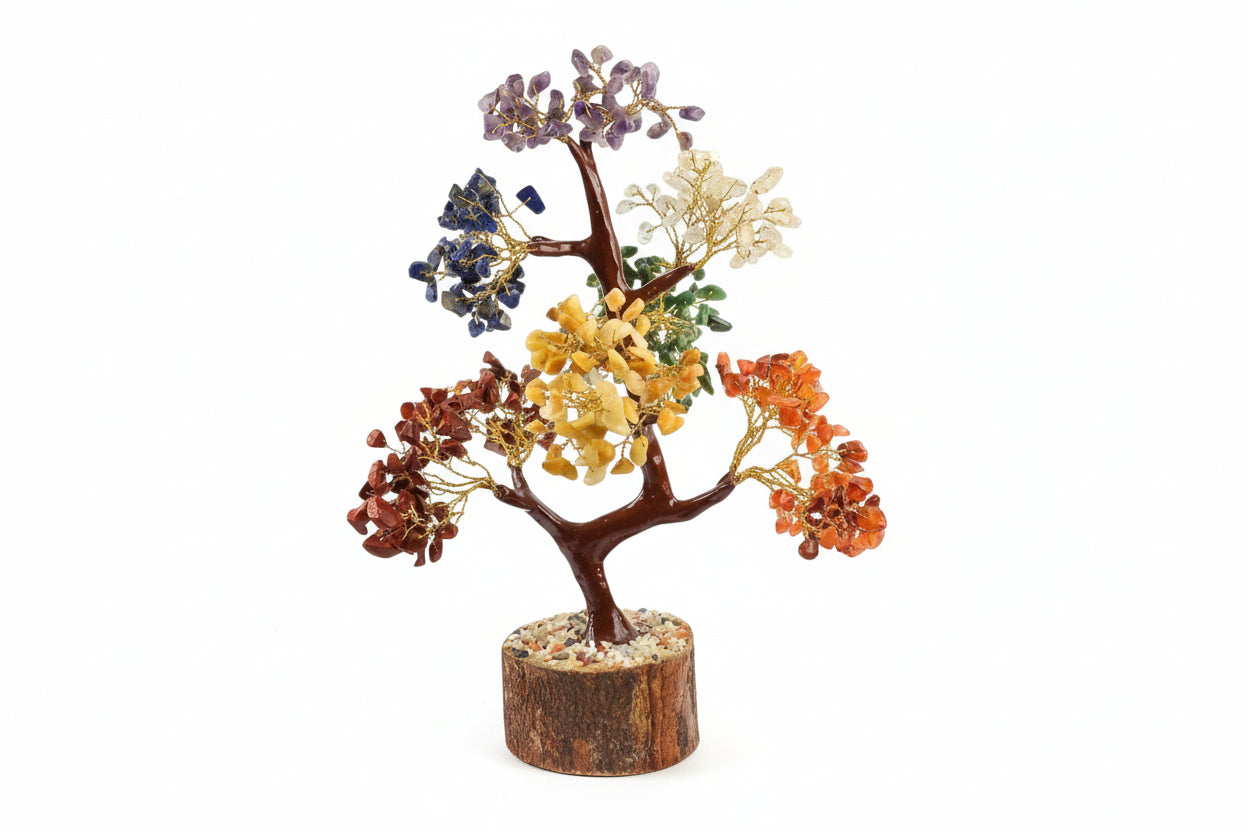Handcrafted Seven-Chakra Natural Gemstone Crystal Tree